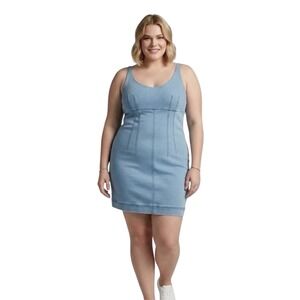 No Boundaries Blue Denim Corset Mini Dress Light‎ Wash Sleeveless Size Large